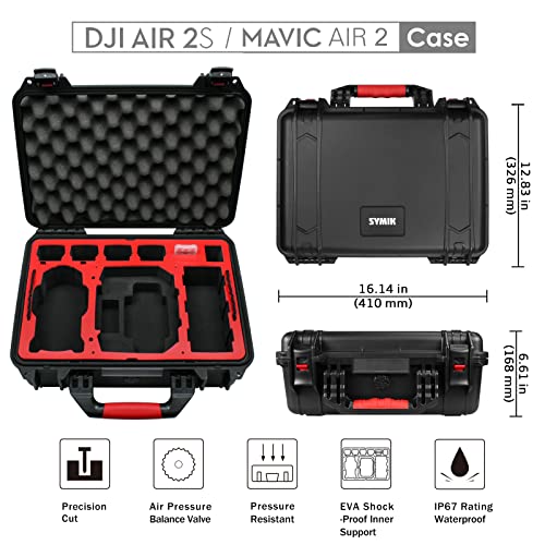 Symik P380-Ma2Dl-V3 Dual Layer Waterproof Hard Carrying Case For Dji Air 2S / Mavic Air 2 Drone/Fly More Combo W/Dji Rc/Rc Pro/Smart Or Rc-N1 Standard Controller, Landing Pad, Ipad, Accessories #TOP6