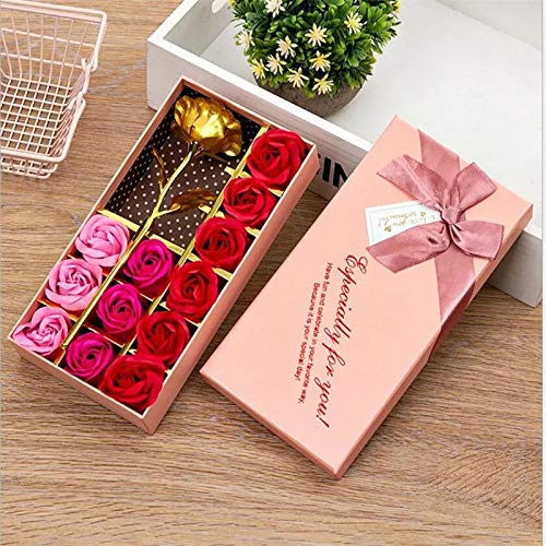 The Purple Tree Mothers Day Gift Gold Rose with Rose Shaped Rose Gift Box - (Pink) - 1 PC, 1 Gold Rose Flower with 12 soap Rose Flower, Best Gift for Mother, Gift Box for Women, Birthday Gift-picture-11