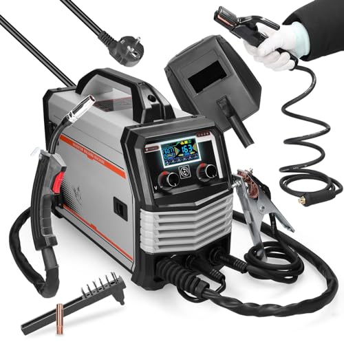 Hancaner Soldadora 4 en 1 MIG MMA MAG TIG-160C Máquina de soldadura eléctrica portátil multipropósito Pantalla LCD 120A Soldadoras inteligentes de gran corriente