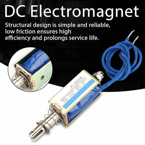Respicefinem JF-0530B DC Electromagnet 6/12/24V 300mA Power 5N Magnetic Force 10mm Stroke for Accurate Automation Control Systems (24V)