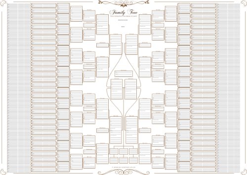 Family Tree Chart - 10 Generation Double Chart (Plain Boxes 120g Paper)