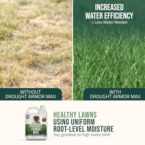 PetraMax Lawn & Turf Drought Armor - Keep Grass Hydrated, Liquid Fertilizer for Green Turf, Root Booster for Plants & Soil (32oz)