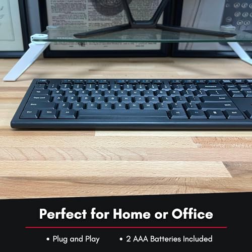 Image of Macally 2.4G Wireless Keyboard - Ergonomic Full Size Computer Keyboard Wireless with Numeric Keypad - USB Keyboard Wireless Compatible with Windows PC Laptop Desktop External Keyboard Cordless