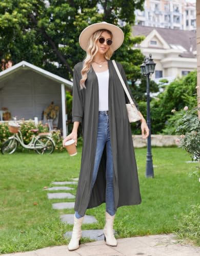 Image of Ekouaer Women Robes Long Knit Bathrobe Lightweight Soft Kimono Robes Casual Ladies Loungewear with Pockets