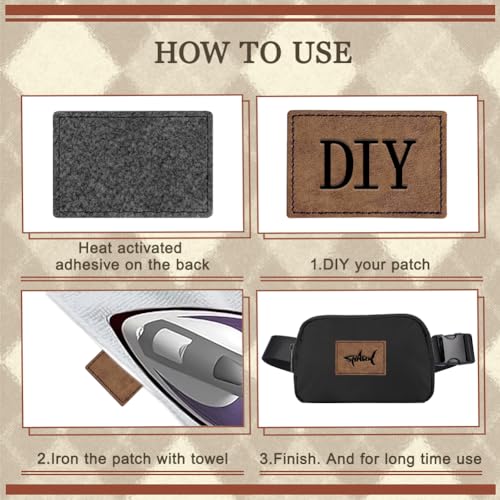 Patchs vierges en similicuir rustique Glowforge x60 rectangulaires marron pour chapeaux - 5