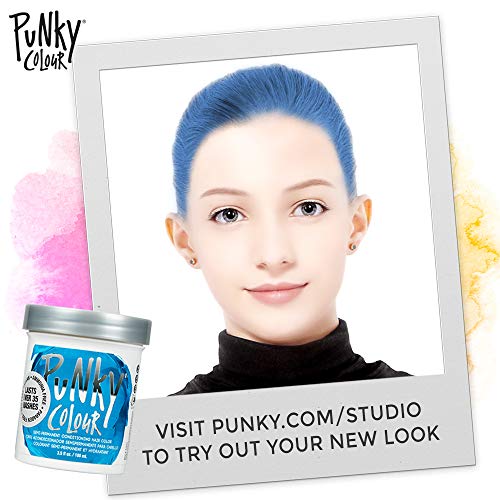 Punky Lagoon Blue Semi Permanent Conditioning Hair Color, Non-Damaging Hair Dye, Vegan, Ppd And Paraben Free, Transforms To Vibrant Hair Color, Easy To Use And Apply Hair Tint, Lasts Up To 35 Washes, 3.5Oz #TOP3
