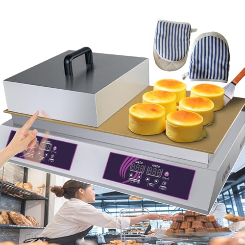 2600w Electric Machine With Stainless Steel Lid And Gloves, Non-Stick Pancake Maker With Adjustable Time And Temperature 60-240? For Dessert Muffin Dough,