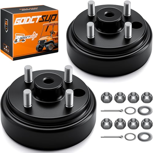 GODCTSUP EZGO Brake Drum Hub Assembly Golf Cart Brake Drums for EZGO TXT 1982-UP Electric and 2-Cycle 1982-1993 Gas 24 Tooth Star Spline Drums Replace OEM# 19186G1P (Black 2-Pack)