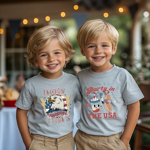 Image of Mrocioa USA American Flag 4th of July Shirt for Boy Girl Kids Stars Stripes Patriotic T-Shirt
