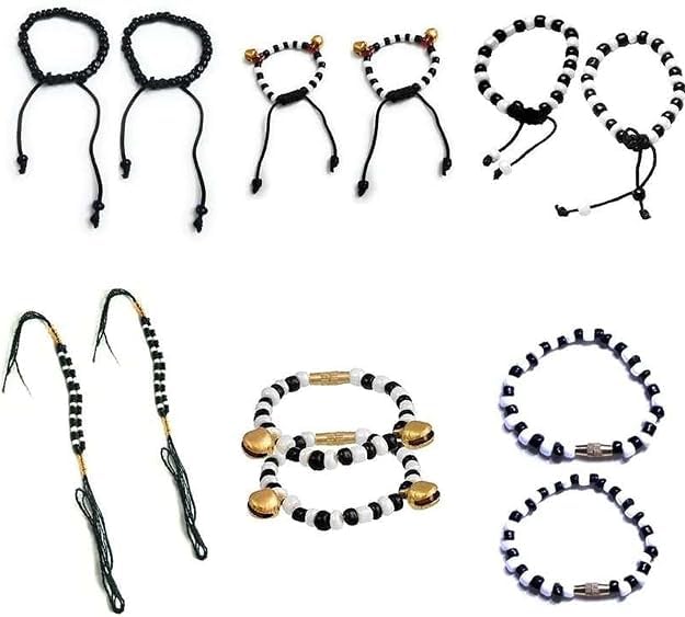 Gold Plated Kids Nazariya Bracelet for Baby Boys & Girls | Black Beads Evil Eye Protection Bracelet | Adjustable Newborn Infant Toddler Bracelet | Traditional Baby Nazar Kada Gift