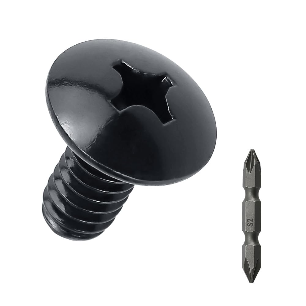 #4-40 x 1/4" Stainless Truss Head Machine Screws 200 Pcs, 18-8 (304) Stainless Steel Phillips Drive Truss Head, Full Thread, Black Coated, Fayeploo (