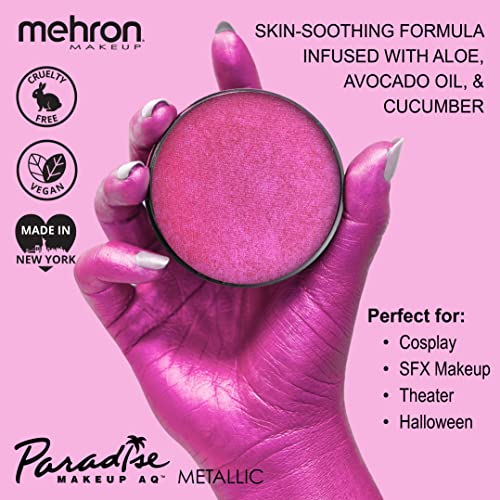 Image of Mehron Paradise FX Metallics - Metallic Fuchsia 1.4 oz | Professional Water Activated Shimmering Metallic Paint for Raves, Costumes, Special Effects, Halloween, Stage, Screen, Theater & Cosplay FX