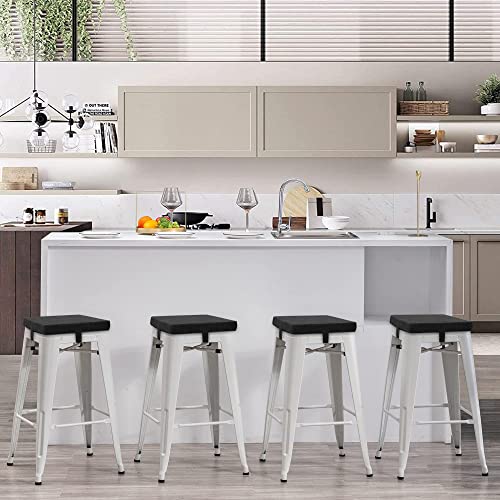 Tromlycs Bar Stool Cushion Square 12X12 Chair Seat Cushion Set Of 4 Textured Barstool Pad With Ties 12 Inch Black #TOP6