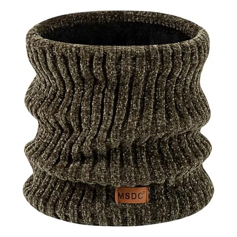 MSDC Winter Scarf for Women Neck Gaiter Warmer Chenille Fleece Face Mask Covering for Cold Weather Gifts Olive 01 Cover