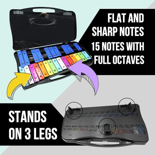 Image of Soulmate 25 Note Xylophone for kids Colorful Musical Toy Metal Keys,Professional Xylophone Glockenspiel Instrument with case and Two Safe Mallets for Beginners, Music Teaching, Gifts(Black)
