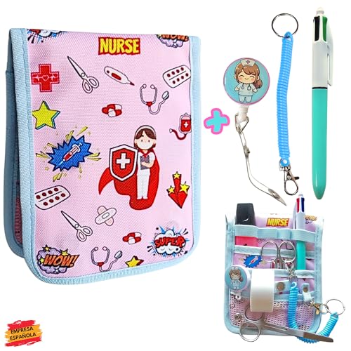 BASAMA ®️ Salvabolsillos Enfermeria +2 Porta Tijeras Enfermeria + Boligrafo de 4 Colores | Este Bolsillo Enfermera Organizador con imanes, es la Mejor Idea de Regalos para Enfermera en apuros