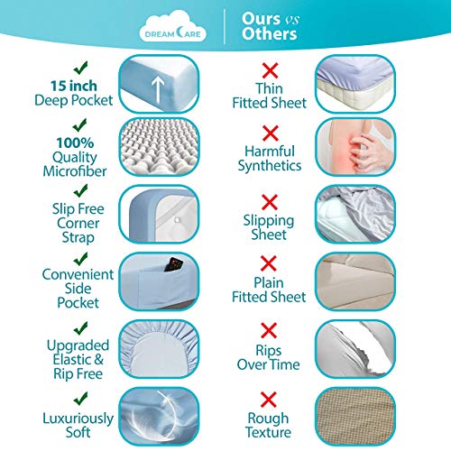 image for DREAMCARE 6 Piece Deep Pocket Sheets Microfiber Sheets Bed Sheets Bedd