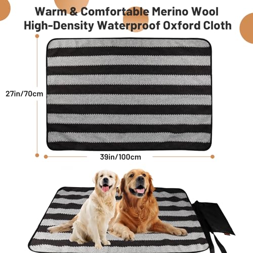 ACUSHLA Haustier Decke Camping Decke 100 x 70 cm wasserdichte, Wärmende Decke, Große Reisedecke, für Haustier, Hund Katze Mat, Hundematte, Faltbare, für Outdoor Innen, mit Tasche (schwarz und weiß)