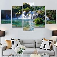SIGNWIN 5 Panel Canvas Wall Art Modern Art Dramatic Farmhouse/Country Mountain Multicolor Nature Photography for Home Decorations Ready to Hang - 60
