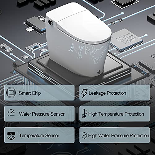 Inodoro inteligente integrado HOROW actualizado, inodoros unipieza automáticos premium con núcleo de descarga eléctrica y chip inteligente incorporado, asiento bidé calefactado con agua tibia instantánea miniatura 6