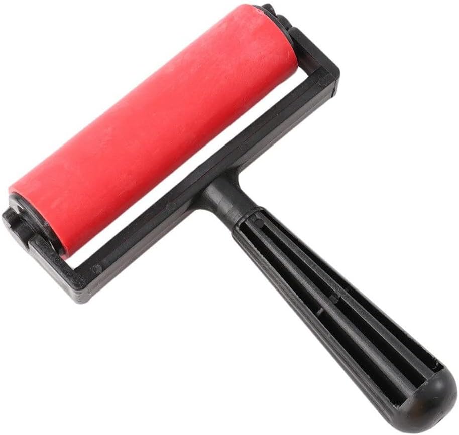 10cm Printmaking Rubber Roller Soft Brayer Craft Projects Ink and Stamping Tools (red)