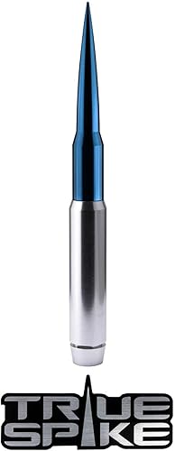 TRUE SPIKE Antena de bala de punta azul plateado de 9 pulgadas con bobina antirrobo + bobina de cobre en aluminio mecanizado CNC de calibre pesado