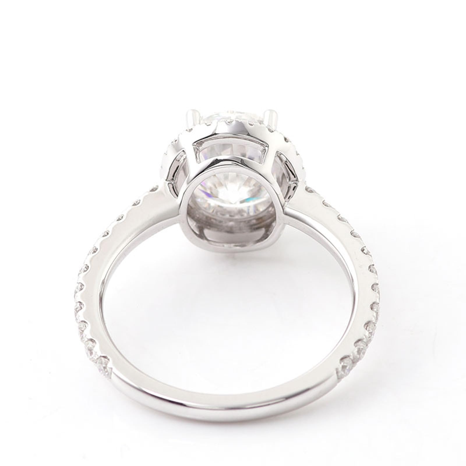 Anillo de oro blanco para mujer 375/585/750, anillo de compromiso de 9 K/14 K/18 K, oro auténtico Halo, anillos de boda, anillos de boda grabados con Moissanite D Color VVS1 para mujeres