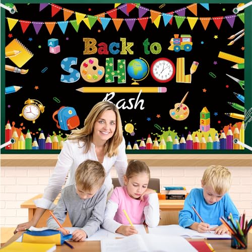 MEHOFOND-Back-to-School-Bash-Banner-First-Day-of-School-Classroom-Decorations-Chalkboard-Colorful-Pens-Kindergarten-Preschool-Kids-Back-to-School-Party-Decor-Photo-Booth-Props-36x59ft MEHOFOND Back to School Bash Banner First Day of School Classroom Decorations Chalkboard Colorful Pens Kindergarten Preschool Kids Back to School Party Decor Photo Booth Props 36x59ft