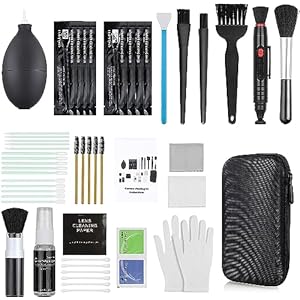 18-in-1 Professional Camera Cleaning Kit for Most DSLR Cameras (Canon, Nikon,Sony), with Air Blower/Cleaning Pen/Detergent/Cleaning Cloth/Lens Brush/Carry Case