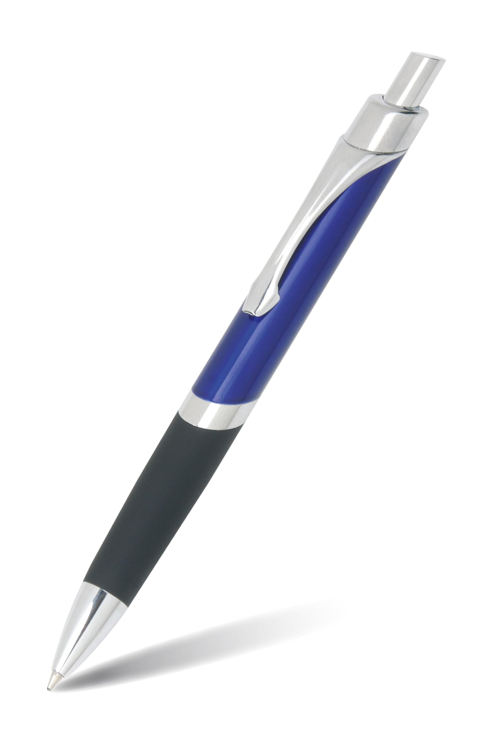 Online ballpoint pen Sporty, noble biro, retractable ball pen made of aluminum, replaceable refill, black writing color, colour blue