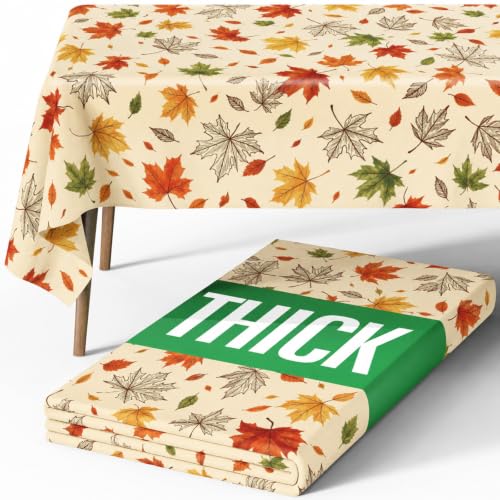 Image of Pureegg Polyester Fall Tablecloth 60 inch x 84 inch 1 Pack Autumn Leaves
