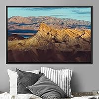 Framed Canvas Wall Art Mountainscape Aerial Dramatic Landscape Mountain Top Multicolor Photography Realism Rustic Warm - 16x24 inches