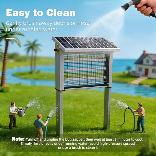 Image of Heavy-Duty Large Solar Bug Zapper Outdoor for 1 /4 Arce with 30W Solar Panel | Aluminum Rechargeable Solar Zapper with High Powered, Waterproof Solar Bug Zapper for Patio Garden Backyard Farm Large Places