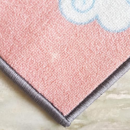 Image of Matz&More Kids Play Area Rug | 100x150 cm | Pink Little Unicorn Sky Design | Soft Nylon Loop Pile Carpet with Anti-Slip Backing | Children's Play, Bed & Classroom Floorings