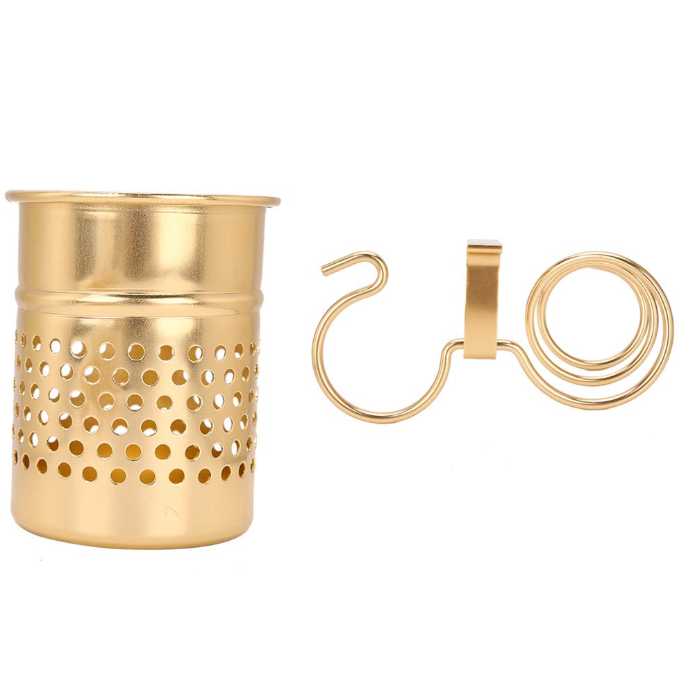 Wakects Porta Asciugacapelli con Tazza da Parete Supporto per Asciugacapelli da Parete in Alluminio Porta Phon da Muro con Viti di Fissaggio per Bagno Doccia Hotel Barbiere(Oro)