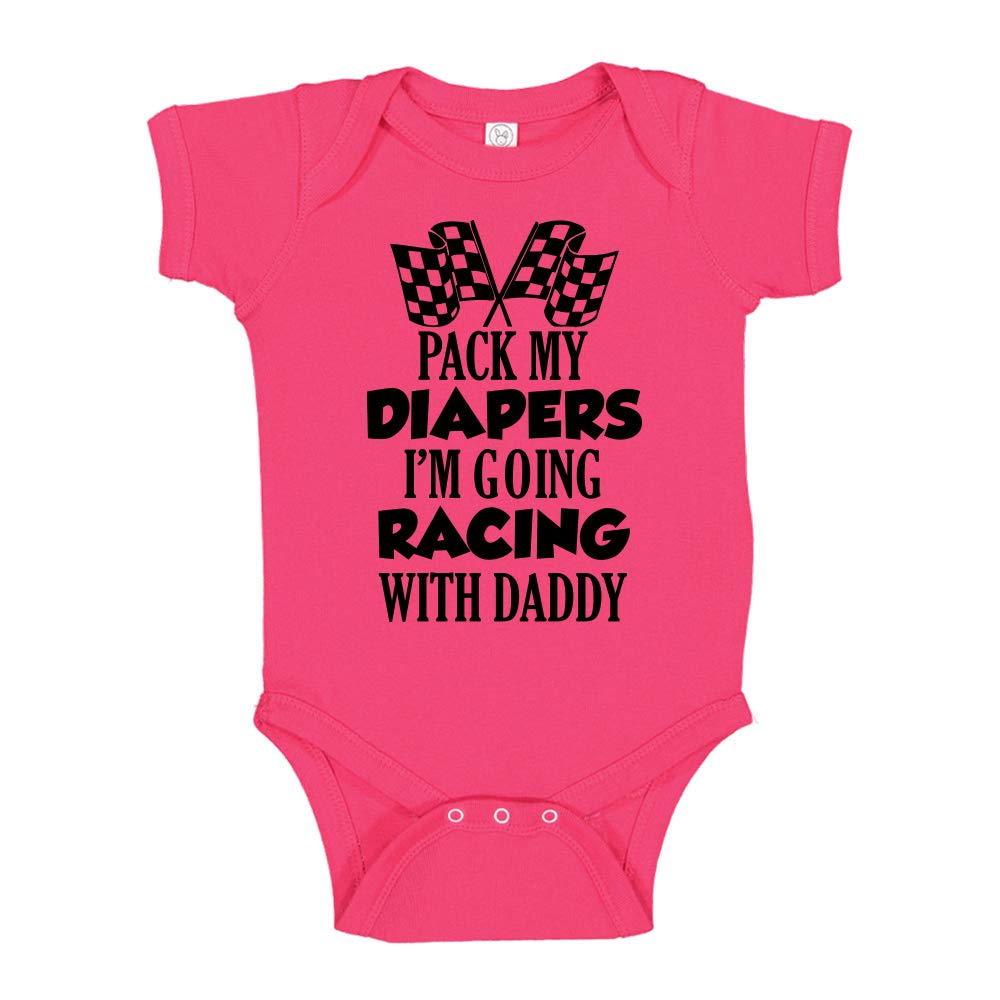 Pack My Diapers I'm Going Racing with Daddy Racing Baby One Piece or Toddler T-Shirt