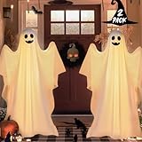 Halloween Decorations - Halloween Decorations Outdoor - 2 Pack Large Light-Up Spooky Ghosts with 2 Modes LED Light - Scary Standing Ghosts Decor for Front Door Porch Yard Home Party