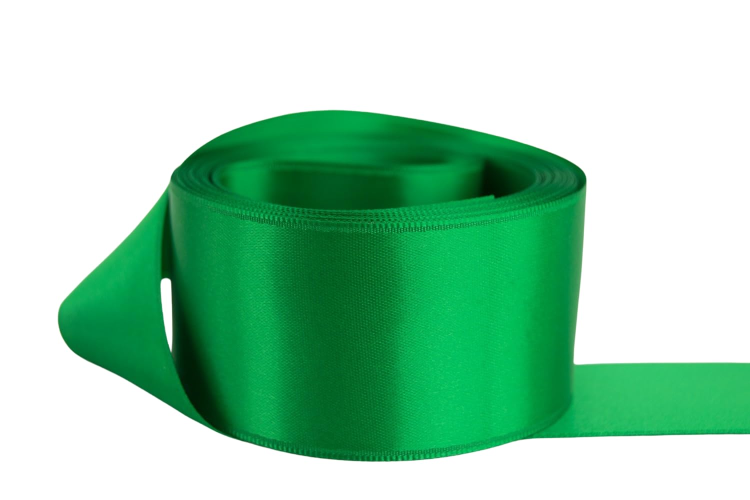 Ribbon Bazaar Double Faced Satin - Premium Gloss Finish - 100% Polyester Ribbon for Gift Wrapping, Crafts, Scrapbooking, Hair Bow, Decorating &amp; More - 1-1/2" Emerald 50yd Spool