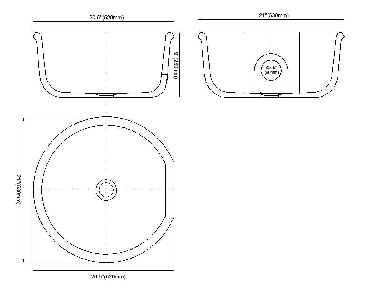 ans Glass Sink Bowl for Salon Pedicure Spa Foot Soak Annulus Reflection Crystal