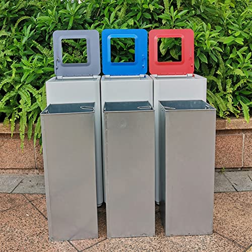 Großer Abfalleimer für den Außenbereich. Der weiße Kombimüll kann einen quadratischen Mülleimer mit großer Kapazität im Freien ohne Abdeckung, Anti-Fingerabdruck-Technologie 4 – Bild 8