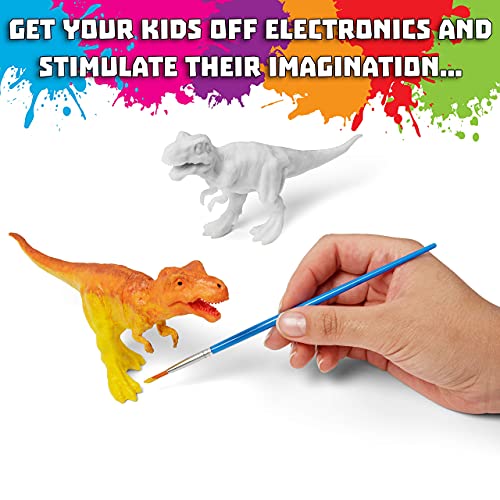 Image of COASTLINE CRAFT STEM.org Dinosaur Painting Kit for Kids with Dino Trivia-Dinosaur Crafts for Kids Ages 3-5 + w / 2 T-Rex Set - Screen Free, Educational Gifts for Boys