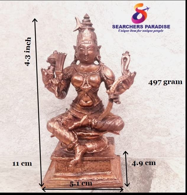 Image of Copper Idols India, 4.3 inches, Handmade Goddess Raja Rajeswari 479 Gram, Patina Antique Finish, Pack of 1 Piece
