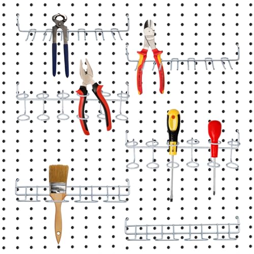 Mdeoosky FUSBXT561 6 Pieces Pegboard Screwdriver Holders, Peg Board Tool Utility Hooks, Stainless Steel Pegboard Plier Holders thumb #3