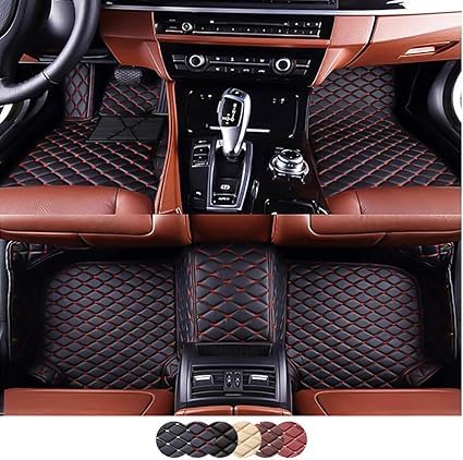 Image of 7D Premium Leatherette Car Foot Mat| Luxurious & Elegant Look | 100% Waterproof and Dust Proof | Custom Fitted 7D Car Floor Tray Mat for VinFast VF7 2026 (Black with Red)