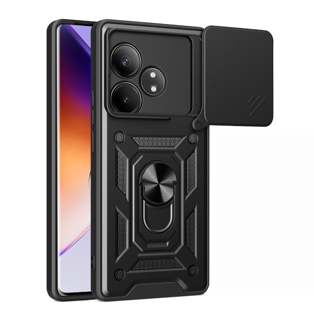 Armor Case Compatible with realme GT 6T 5G | Military Grade Protection | Magnetic Stand 360 | Camera Protection | Anti-Scratch | Anti-Fingerprint | Multi-Layer Protection (Black) (B0DGQXCPD4) Amazon Price History, Amazon Price Tracker