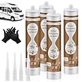 RV Roof Sealant 4 Pack, Self Leveling RV Roof Sealant White, Camper Roof Sealant, Lap Sealant for RV Roofs, Waterproof Flexible RV Sealant and Caulk EPDM Sealant for RV Roof, Maintenance, Repair