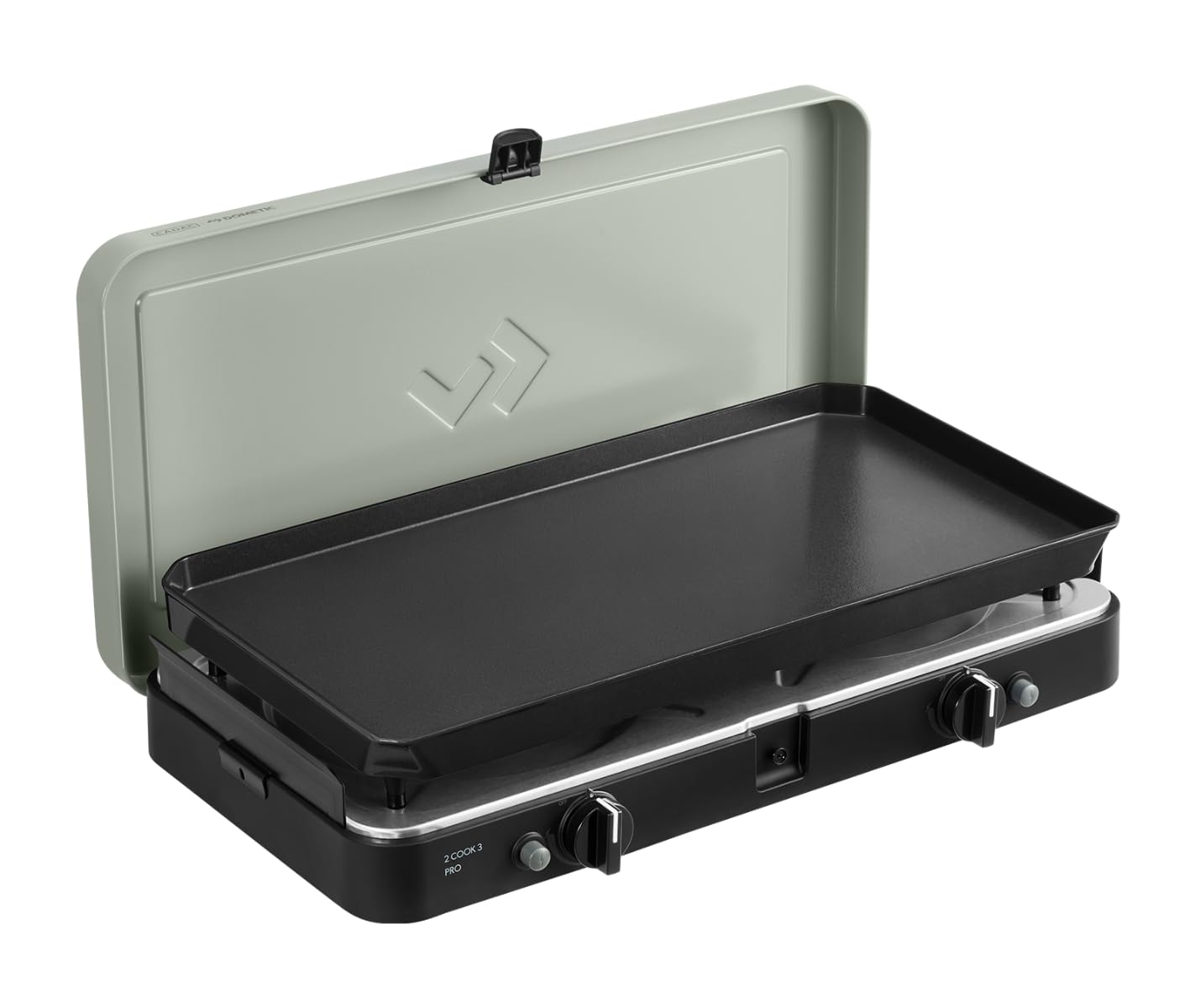 CADAC - 2 Cook 3 Pro Deluxe – Grill – tragbare Grills – Grillfläche aus Edelstahl – inkl. Schutzhülle – Camping – Das Must-Have für den Grill – Grau-Grün