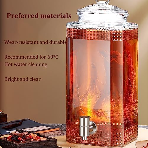 Glas-wasserspender Mit Zapfhahn Und Deckel – 3 L, 5 L, 7,5 L Getränkespender Für Kaltgetränke, Limonade, Bier, Saft – Ideal Für Büro, Camping, Partys, Zuhause D 5kg