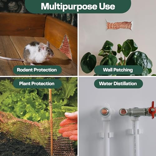 3rd Gen Copper Mesh Rodent Control Kit - Raytrends 100% Premium & Pure Copper Wool for Slug, Pest, Snail, Mice & Rat Control - Offers 2 Copper Mesh Rolls with Scissors and Packing Tool