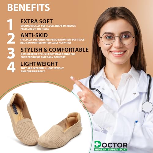 Image of DOCTOR HEALTH SUPER SOFT Women's Memory Foam Walking & Running Shoes | Lightweight Slip-On Sneakers for Gym, Training, Casual & Everyday Use | Flexible, Soft Cushion Athletics for Ladies & Girls